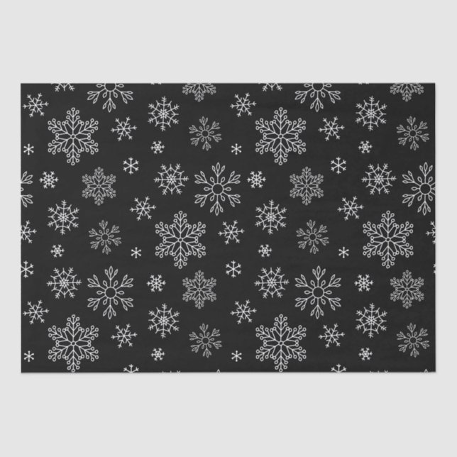 Modern Black and White Snowflake Pattern Tissue  Paper (Front)
