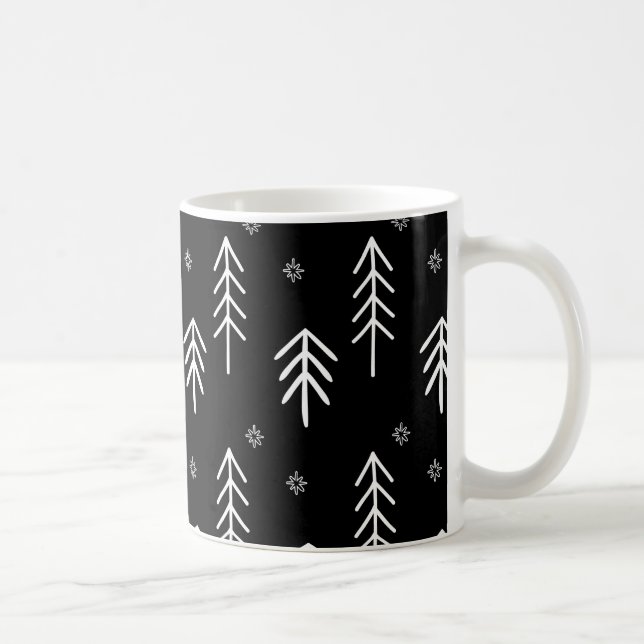 Modern Black and White Snowflakes Pattern Coffee M Coffee Mug (Right)