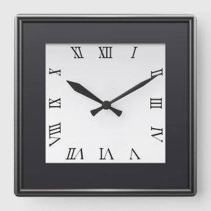 Modern black and white square wall clock