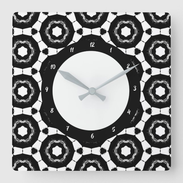 Modern Black and White   Square Wall Clock (Front)