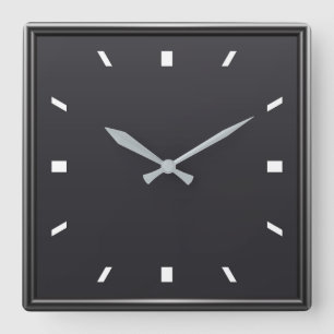 Modern black and white square wall clock