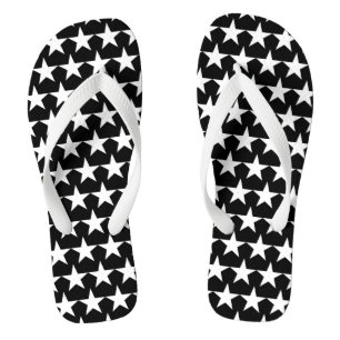 Modern black and white stars pattern fun cute thongs
