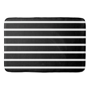 Modern Black and White Stripe  Bath Mat
