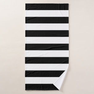 Modern Black and White Stripe Bath Towel