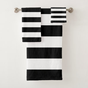 Modern Black and White Stripe Bath Towel Set