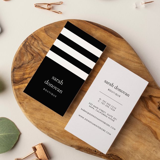 Modern Black and White Stripe Business Card (Creator Uploaded)