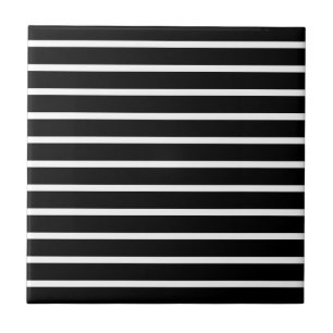 Modern Black and White Stripe  Ceramic Tile