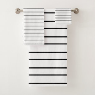 Modern Black And White Stripe Classy Bath Towel Set