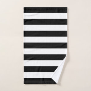 Modern Black and White Stripe Hand Towel