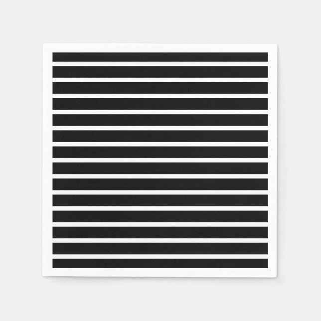 Modern Black and White Stripe  Napkin (Front)