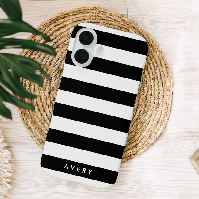 Modern Black and White Stripe Personalised Case (Creator Uploaded)