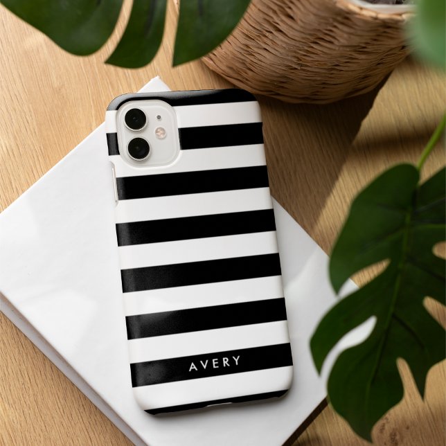 Modern Black and White Stripe Personalised Case (Creator Uploaded)