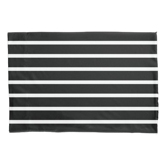 Modern Black and White Stripe  Pillowcase (Front)