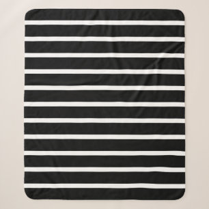 Modern Black and White Stripe Sherpa Blanket