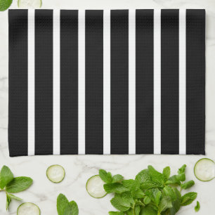 Modern Black and White Stripe  Tea Towel