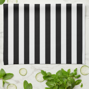 Modern Black and White Stripe Tea Towel