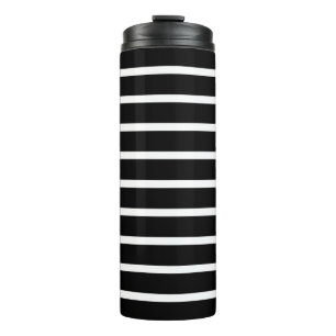 Modern Black and White Stripe Thermal Tumbler