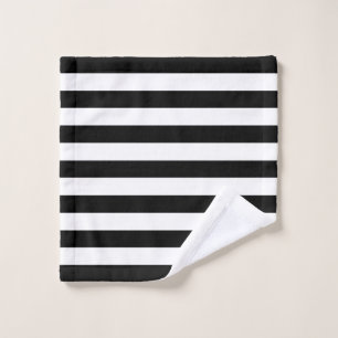 Modern Black and White Stripe Wash Cloth