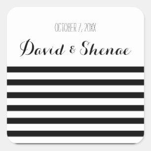 Modern Black and White Stripe Wedding Stickers
