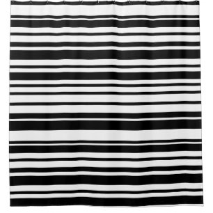 Modern Black and White Striped Abstract Shower Curtain