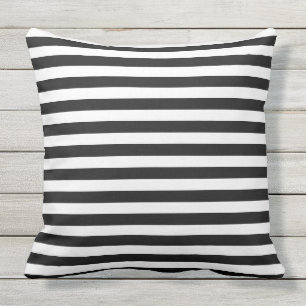 Modern Black And White Striped Outdoor Cushion