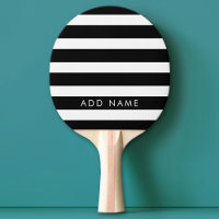 Modern Black and White Striped Pattern Custom Name