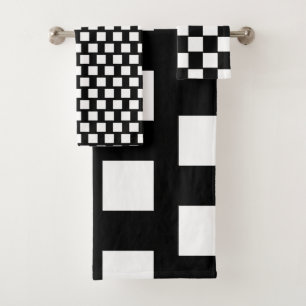 Modern Black and White stripes bathroom Bath Towel Set