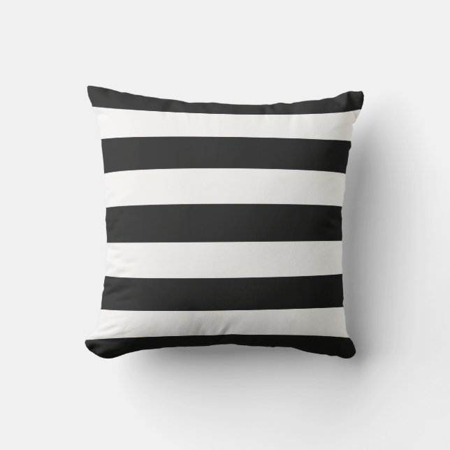 Modern Black and White Stripes Cushion (Front)
