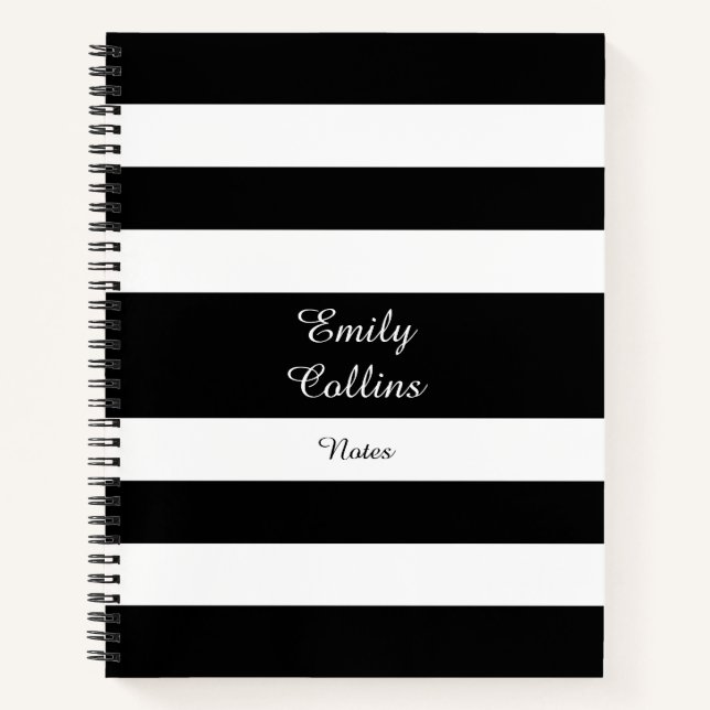 Modern Black And White Stripes  Notebook (Front)
