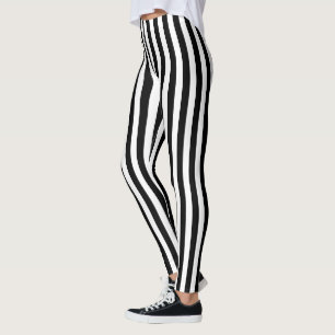 Modern black and white stripes pattern leggings