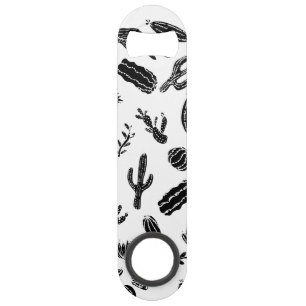 Modern Black and White Succulent Cactus  Pattern