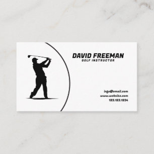 Modern Black and White Swing Golf Instructor Business Card