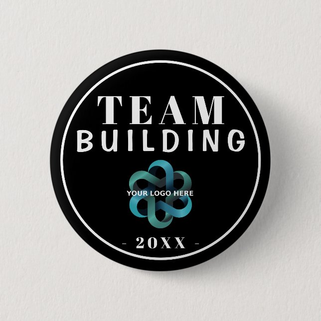 Modern Black and White Team Building Logo Button (Front)