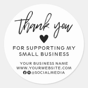 Modern Black and White Thank You Classic Round Sticker