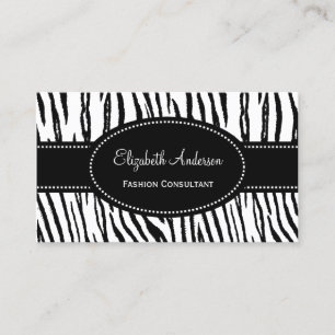 Modern Black and White Tiger Stripes Animal Print Business Card