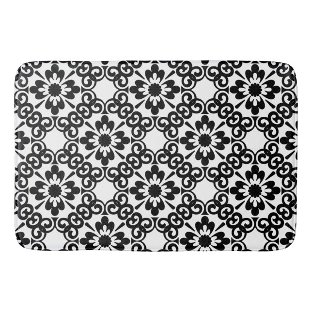 MODERN BLACK AND WHITE TILE BATH MAT (Front)