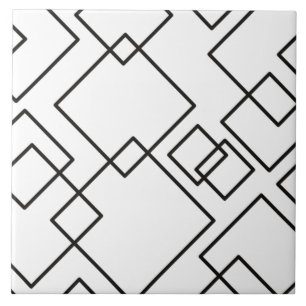 Modern black and white trendy lines geometric chic ceramic tile
