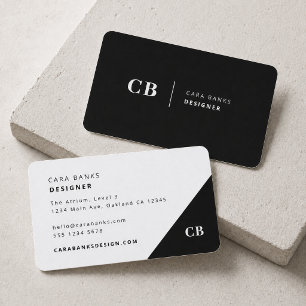 Modern Black and White Trendy Stylish Monogram Business Card