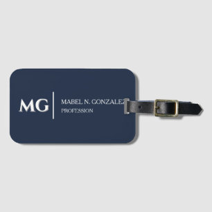 Modern Black and White Trendy Stylish Monogram Luggage Tag