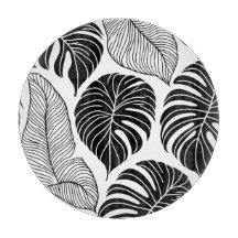 Modern black and white tropical leaves