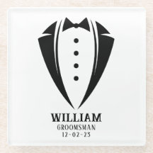 Modern Black and White Tuxedo Groomsman Gift