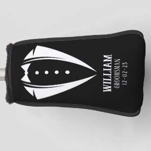 Modern Black and White Tuxedo Groomsman Gift Golf Head Cover