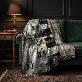 Modern Black and White Typography Throw Blanket