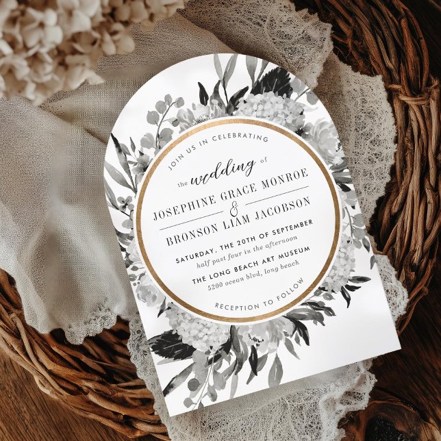 Modern Black and White Watercolor Floral Arch Invitation (Creator Uploaded)