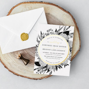 Modern Black and White Watercolor Floral Wedding