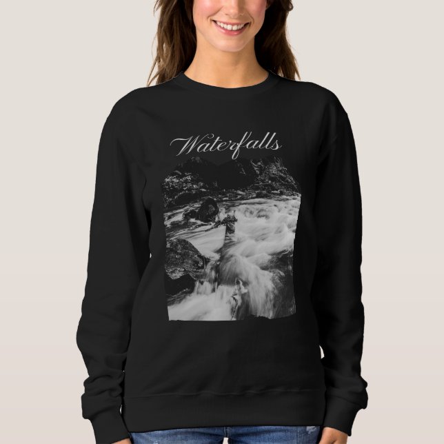 Modern Black and White Waterfalls Sweatshirt (Front)