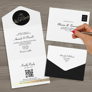 Modern Black and White Wedding All In On All In One Invitation