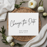 Modern Black and White Wedding Change the Date Postcard<br><div class="desc">Custom-designed wedding postponement/change the date postcard featuring modern black and white hand lettering design.</div>