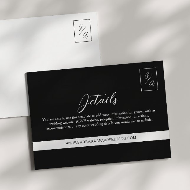 Modern Black and White Wedding Details Enclosure Card (Creator Uploaded)