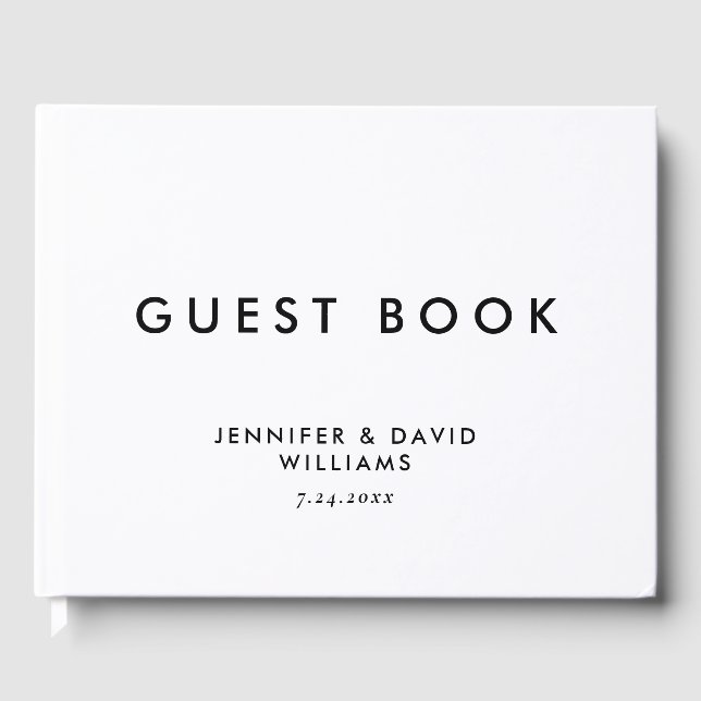 Modern Black and White Wedding Guest Book (Front)